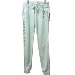 GUESS LOS ANGELES Lounge Pants NWT Soft Green Drawstring Jogger Cuffs Size Small